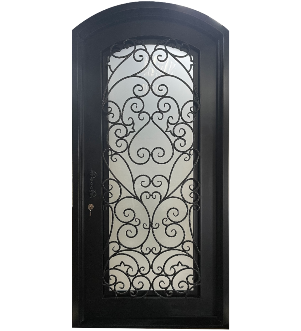wrought-iron-single-door-42x96-full-light-arched-top-scroll-work-2